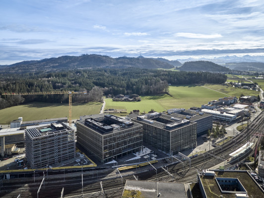 Die vier Gebäude auf dem Areal «Meielen Nord» in Zollikofen